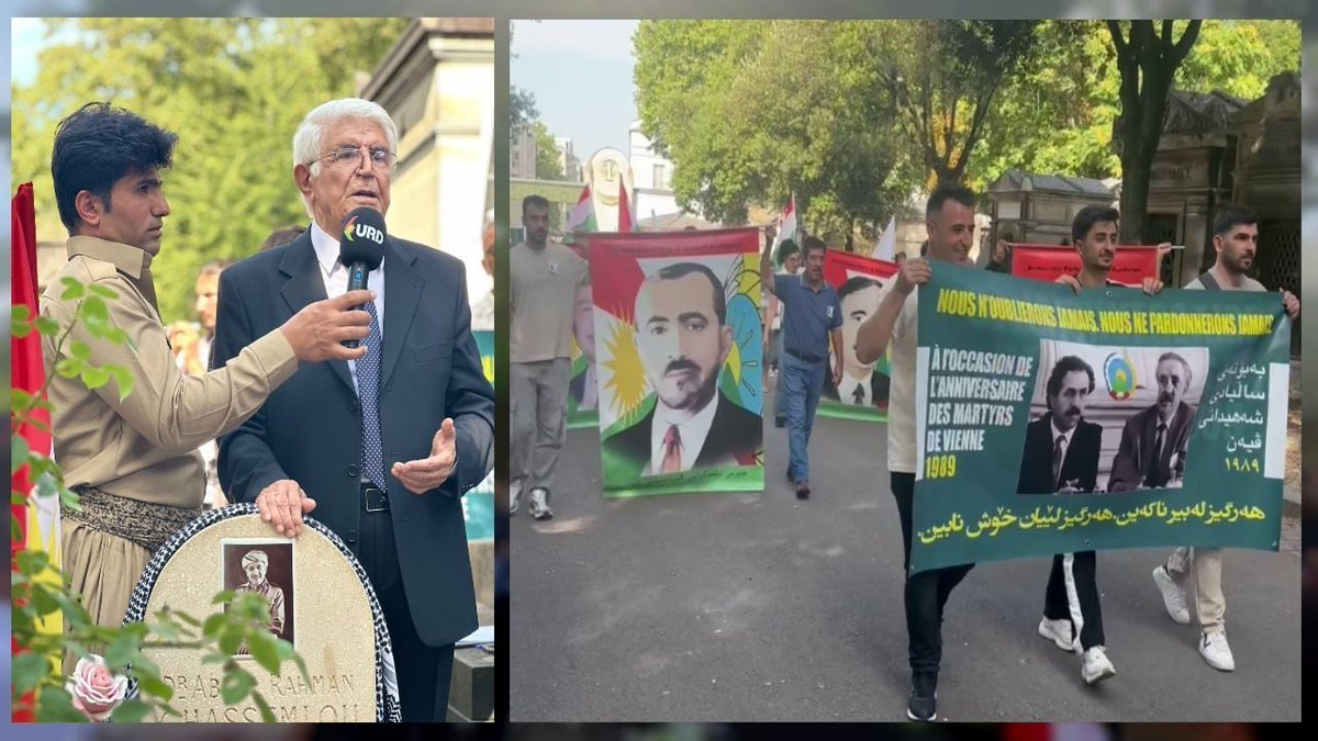 PDKIkurdish's tweet photo. 🔹 بەڕێوەچوونی ڕێوڕەسمی ٣٧ـەمین تاڵیادی تێرۆری د. عەبدولڕەحمان قاسملوو و هاوڕێیانی لە پاریس

بە بۆنەی ٣٧ـەمین تاڵیادی تێرۆری ڕێبەری نەمری گەلی کورد و سکرتێری پێشووتری حیزبی دێموکراتی کوردستانی ئێران، دوکتور عەبدولڕەحمان قاسملوو و هاوڕێیانی عەبدوڵڵا قادری ئازەر، ئەندامی کۆمیتەی ناوەندیی حیزبی دێموکراتی کوردستانی ئێران، و د. فازڵ ڕەسووڵ، کەسایەتیی سیاسی، بە هاوبەشیی کۆمیتەکانی فەرانسە و بێلژیکی حیزبی دێموکراتی کوردستانی ئێران، ڕێوڕەسمی بەرزڕاگڕتنی یاد و ناوی شەهیدانی ڤییەن، ڕۆژی یەکشەممە، ٢١ی پۆشپەڕی ١٤٠٥ی لەسەر گڵکۆی پیرۆزی دوکتور عەبدولڕەحمان قاسملوو لە گۆڕستانی پێرلاشێزی پاریس، بە ئامادەبوونی بەرپرسانی حیزب، نوێنەرانی حیزب و لایەنە سیاسی و مەدەنییەکان، ئەندامان و لایەنگرانی حیزب بەڕێوە چوو.

ڕێوڕەسمەکە بە سروودی نەتەوەیی «ئەی ڕەقیب» دەستی پێکرد و پاشان ئامادەبووان ساتێک بێدەنگ وەستان بۆ ڕێزلێنان لە گیانی پاکی هەموو شەهیدانی ڕێگای ئازادی و دێموکراسی، دواتر خاتوو شەیدا ویجدانی، ڕێوڕەسمەکەی دەست پێکرد.

لە بڕگەی یەکەمی رێوڕەسمەکەدا کاک حەسەن شەرەفی، ئەندامی دەستەی کارگێڕیی حیزبی دێموکراتی کوردستانی ئێران، لەگەڵ بەرپرسانی کۆمیتەکانی حیزب لە فەرانسە و بێلژیک، هاوڕێیان کاک بەها ئیبراهیمی و کاک هەڵمەت ڕەحمەت پوور و هەروەها خاتوو پەخشان ڕەحیمی و خاتوو سەیران مستەفایی، وەک نوێنەرانی بنەماڵەی شەهیدان، تاجەگوڵی ڕێز و وەفایان لەسەر گڵکۆی پیرۆزی شەهیدان دانا.

هەروەها نوێنەرانی نوێنەرایەتیی حکوومەتی هەرێمی کوردستان لە فەرانسە، ئەنستیتۆی کورد لە پاریس، کۆڕی کوردان لە پاریس و ڕێکخراوی (سازمان اتحاد فدائیان خلق ایران) بە دانانی تاجەگوڵینە، ڕێزیان بۆ یاد و خەباتی شەهیدان دەربڕی.
لە بەشی سەرەکیی ڕێوڕەسمەکەدا، کاک حەسەن شەرەفی، ئەندامی دەستەی کارگێڕیی حیزبی دێموکراتی کوردستانی ئێران، پەیامی دەستەی کارگێڕیی حیزبی بە زمانەکانی کوردی و فارسی پێشکەشی ئامادەبووان کرد.

بەڕێزیان جەختی لەسەر بیر، ڕێباز و میراتی سیاسیی د. عەبدولڕەحمان قاسملوو و پێویستیی بەردەوامبوونی خەبات بۆ ئازادی، دێموکراسی و مافە ڕەواکانی گەلی کورد کردەوە. هەروەها ئاماژەی بەوەدا کە جگە لەوەی تێرۆری ڤییەن پێشێلکارییەکی ئاشکرای یاسا و پەیمانە نێودەوڵەتییەکان بوو، هێرشێکیش بوو دژی پرەنسیپی گفتوگۆ و چارەسەری ئاشتییانەی پرسی کورد.

کاک حەسەن لە درێژەی وتارەکەیدا، بە ئاماژەدان بە دوو پڕۆسەی یاساییی تێرۆری ڤییەن و تێرۆری میکۆنۆس، باسی لە جیاوازیی مامەڵەی دەزگا دادوەرییەکانی ئۆتریش و ئاڵمان کرد. ئاماژەی بەوەدا کە، لە کاتێکدا دادگای ئاڵمان بە شێوەیەکی سەربەخۆ توانیی تاوانبارانی تێرۆری میکۆنۆس دادگایی بکات، بەڵام کەیسی تێرۆری ڤییەن، سەرەڕای هەوڵ و مافخوازیی بەردەوامی حیزبی دێموکراتی کوردستانی ئێران، بەهۆی هەڵوێستە سیاسی و دیپلۆماسییەکانەوە نەگەیشتە ئەنجامێکی دادپەروەرانە. ناوبراو جەختی لەسەر ئەوە کردەوە کە ئەم ئەزموونە گرنگیی دادگای سەربەخۆ و دادپەروەریی نێودەوڵەتی دەخاتەڕوو و دادخوازی بۆ شەهیدانی ڤییەن هێشتا ئەرکێکی نەتەوەیی و مرۆییی بەردەوامە.

دواتر خاتوو شەیدا ویجدانی، وەک نوێنەری یەکیەتیی ژنانی دێموکراتی کوردستانی ئێران، پەیامی هاوبەشی ڕێکخراوە مەدەنییەکانی ڕۆژهەڵاتی کوردستانی لە دەرەوەی وڵات پێشکەش کرد. لە پەیامەکەدا جەخت لەسەر یەکڕیزی، هاوکاری و هاواهەنگیی هێزە دێموکرات و نەتەوەییەکان و گرنگیی بەردەوامیی خەباتی هاوبەش لەپێناو ئازادی، دێموکراسی و مافی گەلی کورد کرایەوە.

لە کۆتایی ڕێوڕەسمەکەدا، بەشداربووان بە مەبەستی پەیمان نوێکردنەوە بەرەو گڵکۆی شەهیدانی میکۆنۆس ڕێ کەوتن.
لەم بڕگەیە لە ڕێورەسمەکەدا کاک حەسەن شەرەفی و خاتوو گوڵناز عەبدوڵڵاهی تاجەگوڵی ڕێز و وەفایان لەسەر گڵکۆی شەهیدانی میکۆنۆس دانا و ئامادەبووان، بە نوێکردنەوەی پەیمانیان لەگەڵ ئامانج و بەهاکانی شەهیدان، ڕێزیان بۆ گیانی پاکی هەموو شەهیدانی ڕێگای ئازادی و دێموکراسی دەربڕی.
هاوڕێ کاک ئەردەڵان عەبدوڵڵاهی بە ناوی کۆمیتەی فەرانسە و کۆمیتەی بێلژیک، سپاسی ئامادەبووانی کرد و جەختی لەسەر بەردەوامیی ڕێبازی شەهیدان و یەکگرتوویی نیشتمانی کردەوە.

ڕێوڕەسمەکە لە کەشێکی پڕ لە یەکگرتوویی، بەرپرسیارێتیی نەتەوەیی و وەفاداری بە ڕێبازی شەهیدان کۆتایی پێهات و بەشداربووان جارێکی دیکە دووپاتیان کردەوە کە ڕێبازی د.عەبدولڕەحمان قاسملوو، کە لەسەر بنەمای دێموکراسی، دادپەروەری، گفتوگۆ و خەباتی بەپرەنسیپ دامەزراوە، بیر و هزری شەهید دوکتور قاسملوو هەردەم ڕێنوێنی سەرەکیی خەباتی حیزبی دێموکراتی کوردستانی ئێران و هیوای گەلی کورد بۆ گەیشتن بە ئازادی، دیموکراسی و مافە ڕەواکانی خۆیەتی.