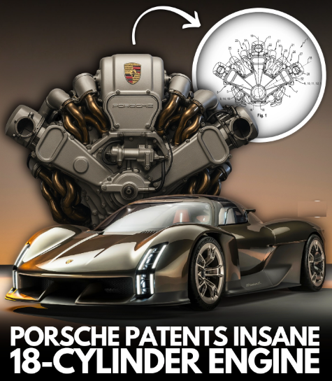 Rainmaker1973's tweet photo. Porsche has shocked the automotive world by patenting an 18-cylinder internal combustion engine—a monstrous engineering concept unlike anything seen in modern cars. 

At a time when most automakers are shifting to electric vehicles, Porsche is proving that mechanical power still has a future.

This engine is rumored to deliver unheard levels of torque and horsepower, making it suitable not just for hypercars, but also aerospace and high-performance racing. The patent drawings show a compact radial layout designed to reduce vibration and perfect fuel-air balance even at extreme RPMs.