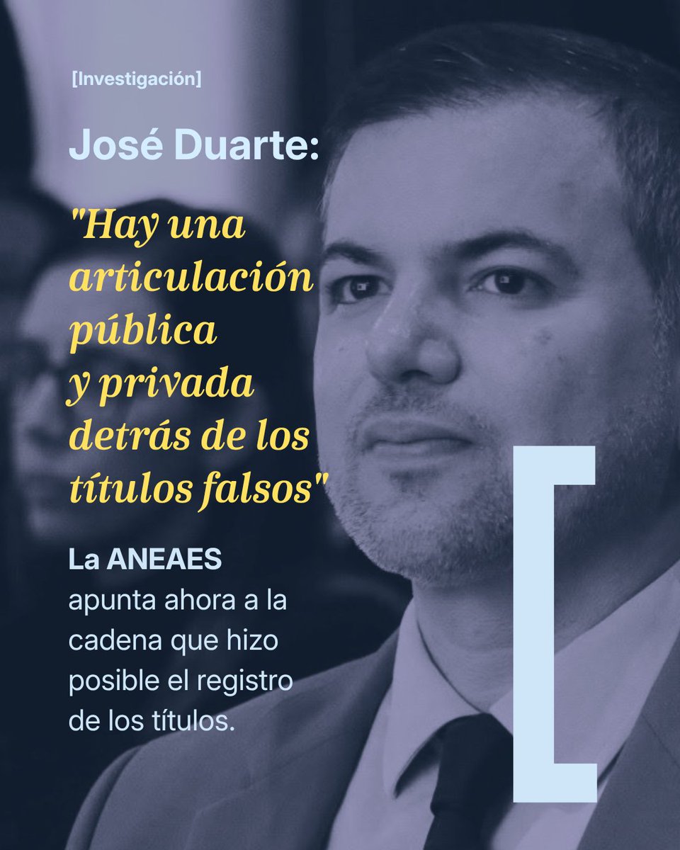 Parametronews's tweet photo. 🚨 Títulos falsos: la ANEAES apunta ahora al sistema

José Duarte (@jose_duartep) sostuvo que existe una "articulación pública y privada" detrás de los títulos falsos y planteó que la investigación debe ir más allá de los documentos cuestionados.

🧵 Hilo https://t.co/Y9BfTeDNf9