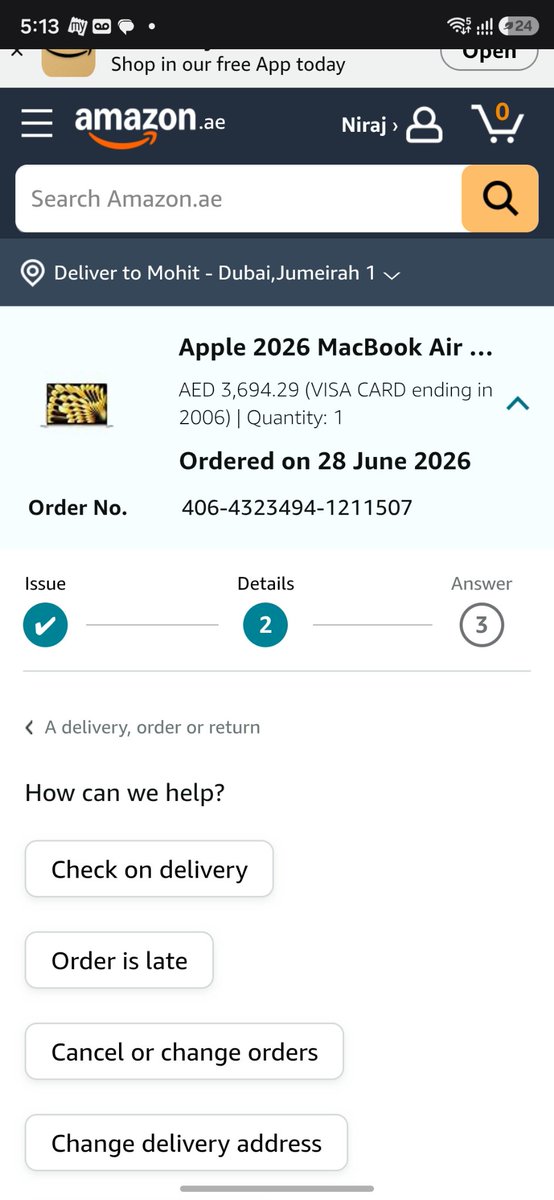 nrjw's tweet photo. @AmazonAE it has been more than 20 days my order is still pending . Will i even get it or not https://t.co/kQB9hkpY6x