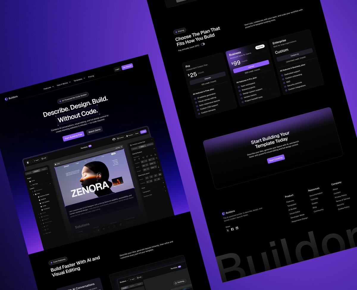 Flexbuildr's tweet photo. we designed and built this ai no-code builder landing page in @framer.
clean, conversion focused, and it makes you want the product before you've read a word. https://t.co/dGmTuBmbaI
