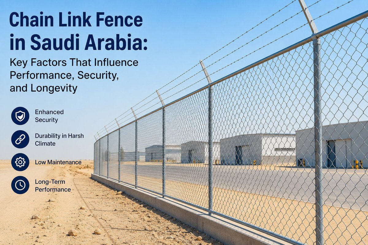 fencesteelksa's tweet photo. 🔗 Chain Link Fence is widely used across Saudi Arabia for warehouses, industrial facilities, logistics parks, and infrastructure projects. 
🌐 https://t.co/NgeR9Ia8gV
📧 sales@hitechfence.com
📞 +966 55 501 5798
#ChainLinkFence #SaudiArabia #PerimeterSecurity #IndustrialFencing https://t.co/bHBqb4nD72