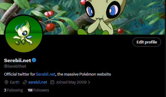 JoeMerrick's tweet photo. Thank you all so much for helping @SerebiiNet hit 1 million followers here. Quite a milestone!

I really appreciate the trust and support you all have in me and my work on Serebii.

I'll continue to do my best to provide the best news and Pokémon resources to you all.

Thanks! https://t.co/F7ctNLQq8c