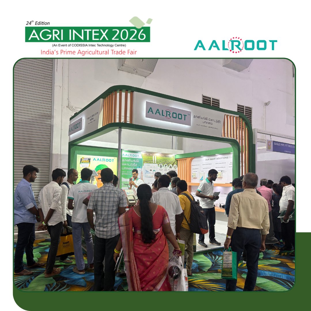 aalroot's tweet photo. Experience the future of farming with AALROOT Smart Irrigation System at AGRI INTEX 2026. Discover AI-powered irrigation solutions that help save water, reduce costs, and improve crop productivity.

#CODISSIA #Exhibition #TradeShow #AALROOT #AgriIntex2026 #SmartIrrigation #IoT https://t.co/LaaX86JnGV