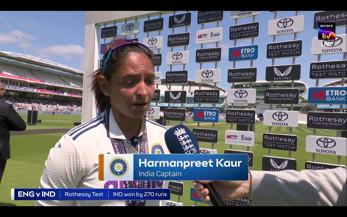 CricCrazyJohns's tweet photo. Kapil Dev in 1986
MS Dhoni in 2014
Virat Kohli in 2021
Harmanpreet Kaur in 2026.

Kaur becomes the 4th Indian Captain to win a Test at Lord's - History maker, Captain Kaur 🐐 🇮🇳 https://t.co/ZHSfh4KhW7