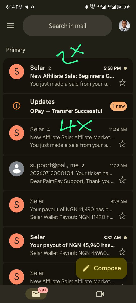 Ugmichael12385's tweet photo. This money mail will keep coming till forever why?? Because i have paid the price some of you out there don't want to pay.
Congrats to me the former wheelbarrow Pusher who took loan online in order for me to learn Affiliate Marketing under Grown Academy @coachnathel thank you sir https://t.co/e4rcixVEnC
