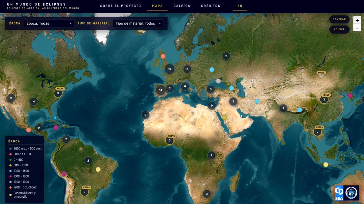 sofialomart's tweet photo. Así nace "Un mundo de eclipses", el mapa interactivo de la @AstroCulturaSEA

123 fichas geolocalizadas de patrimonio cultural, de la prehistoria a hoy. Cada una con imágenes, datación, autoría y bibliografía. 

No conocemos otro mapa que cruce astronomía, arte y mitología https://t.co/CxTbhB6NbD