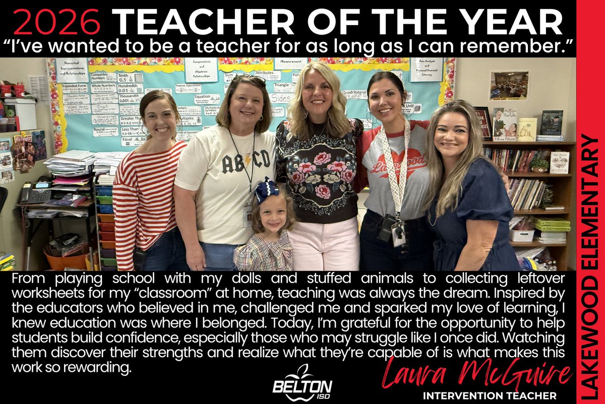 BeltonISD's tweet photo. Every story starts somewhere.🍎
Meet one of our 2026 Elementary Teachers of the Year. https://t.co/REftbQVBjN