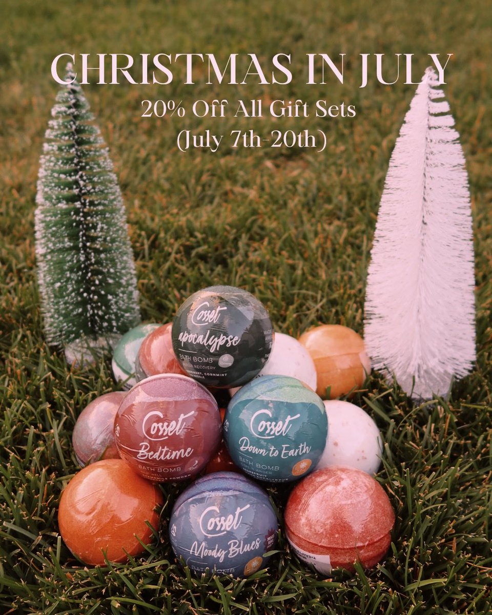 Cossetbath's tweet photo. 🎄☀️ Christmas came early... and it's bringing 20% OFF! 🎁✨

Whether you're getting a head start on holiday shopping or treating yourself, now's the perfect time to stock up on your favorites.❤️💚

 #ChristmasInJuly #GiftSets #HolidayDeals #TreatYourself #ShopLocal #Utahbusiness https://t.co/Tmk0iXDb7Q