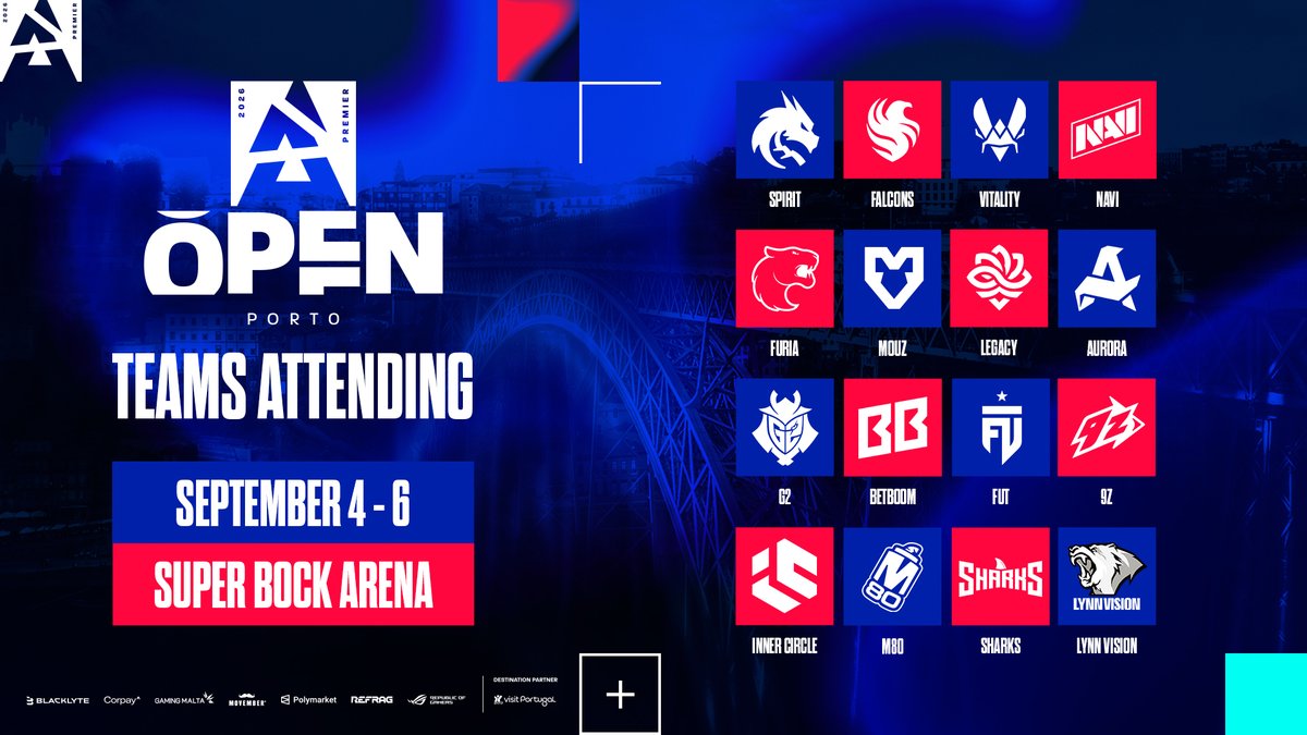 BLASTPremier's tweet photo. Qualifiers are complete, and invites are accepted ✅📩

We're pleased to announce the 16 teams who will be battling for a spot at the Super Bock Arena for the BLAST Premier Open Porto 🇵🇹 

#BLASTPremier https://t.co/1V7LkIBkOl