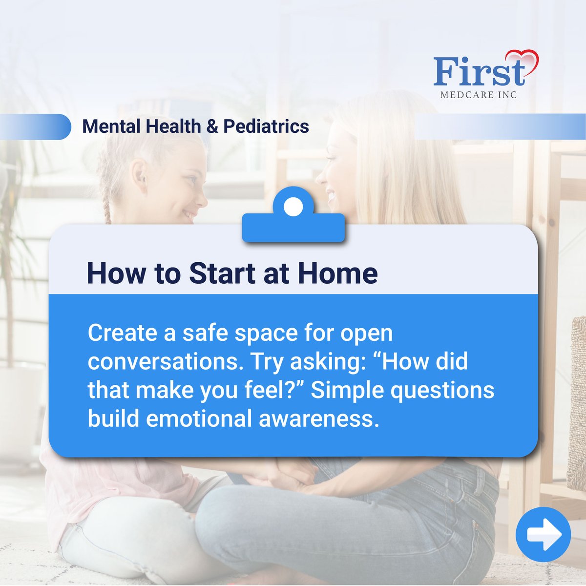 firstmedcare's tweet photo. Big feelings in small people are normal, and how we help kids name them matters. 🧸

➡️ Swipe through for simple ways to support your child's emotional health, from tantrums to worries.

A little language goes a long way. Our Pediatrics team is here for the whole child. https://t.co/TltINojgab