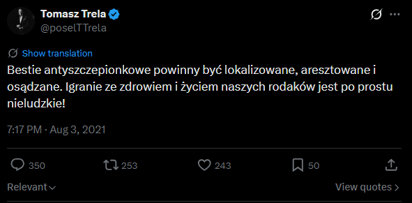 thinwhited_1997's tweet photo. @MagdaBiejat To jest Pani kolega partyjny, prawda? Kochający, tolerancyjny człowiek, który w życiu by nie napuścił i nie szczuł na innych ludzi 🤡 https://t.co/xbshc79jD0