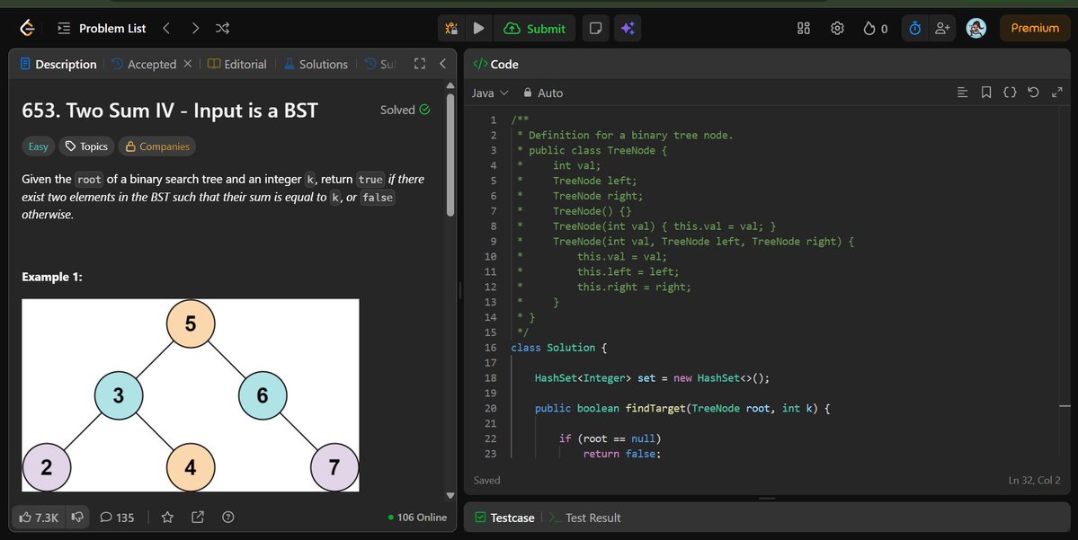 a_aany_a's tweet photo. Day 43 #SDESheetChallenge🌳

✅ Two Sum IV
✅ BST Iterator
✅ Maximum Sum BST in BT
✅ Serialize &amp; Deserialize BT

Covered HashSet + DFS, stack-based BST iteration, bottom-up BST validation, and level-order serialization/deserialization.
@striver_79 @takeUforward_ 

-AS(ToT) https://t.co/9L8n0zAK82