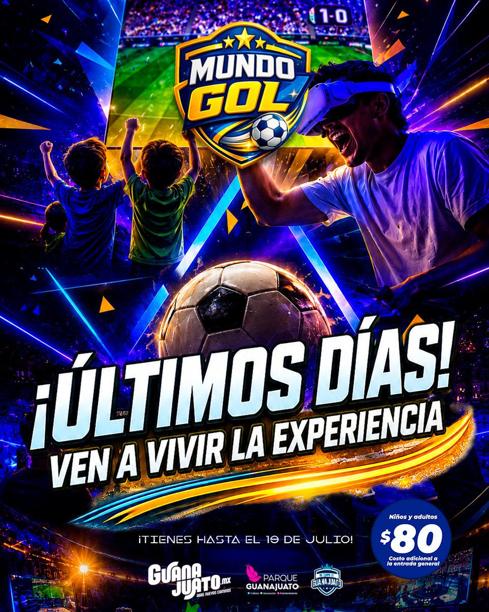 PGBicentenario's tweet photo. 🚨 Llegan las vacaciones y comienza la última semana de Mundo Gol. 😱

Después del 19 de julio esta experiencia se despide de Parque Guanajuato Bicentenario.

¡No te quedes fuera! https://t.co/2Vkgijfksa
