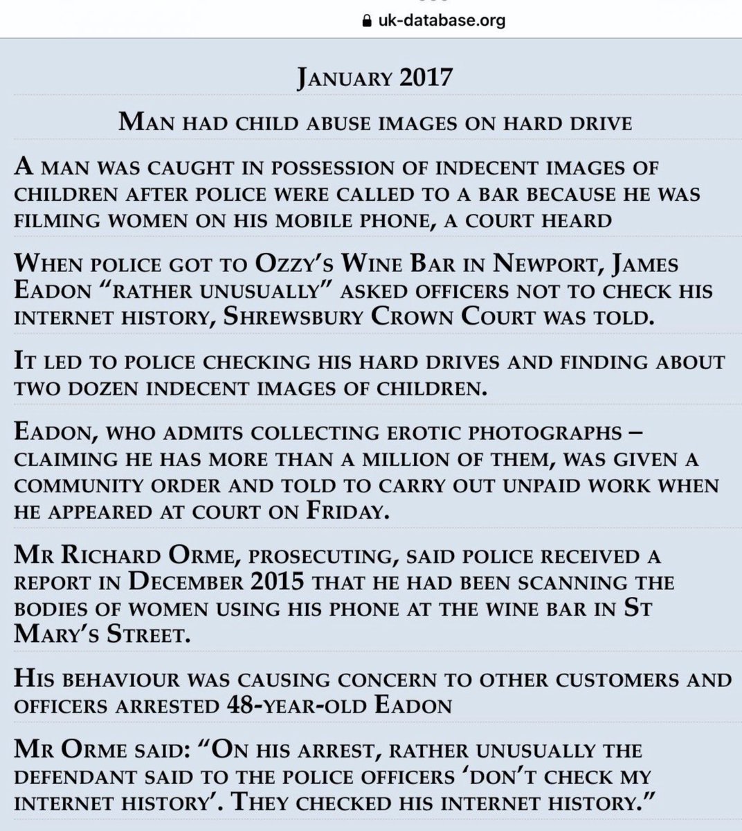 BScheckometer's tweet photo. This deranger has the gall to call Harry ‘disgusting’. 
Despite JD’s conviction for possession of the worst category of indecent images of children, JD publicly obsesses over the Sussex children &amp; stores their photos. 
@gwentpolice This person’s hard drive needs checking again. https://t.co/tkAbuhIRoc