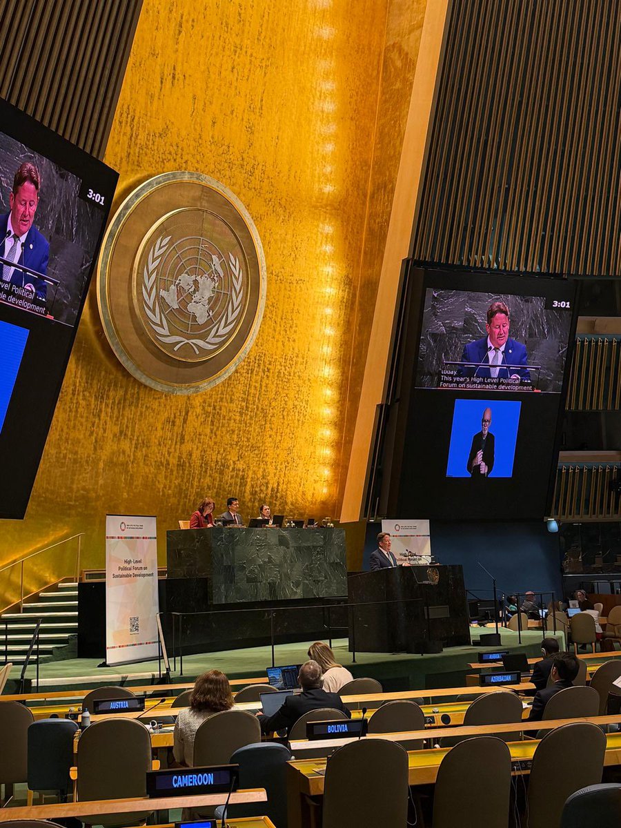DarraghOBrienTD's tweet photo. Honoured to deliver Ireland’s National Statement at the UN High-Level Political Forum in New York, reaffirming Ireland’s commitment to sustainable development. 

As we continue our journey to 2030, we must urgently accelerate implementation of the Sustainable Development Goals. https://t.co/V0IvuIVr8k