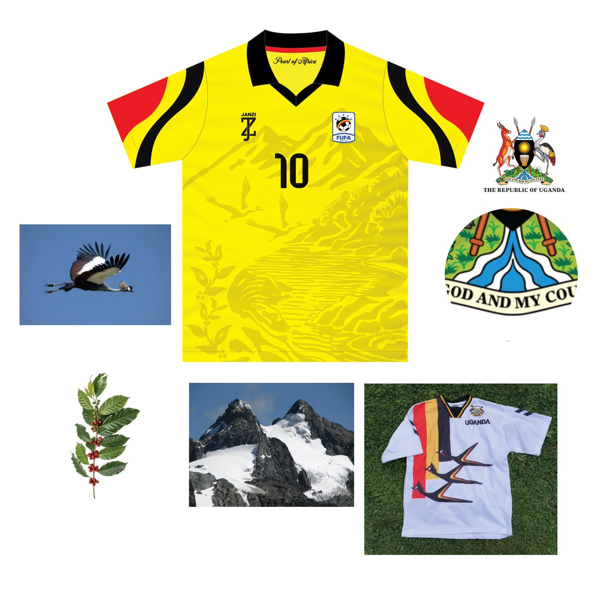 avarcsports's tweet photo. The Pearl of Africa. 

#MyCranesJersey | #FreeyoFire

In 1908 Winston Churchill described Uganda as a land of extraordinary beauty, biodiversity and cultural richness, ‘The Pearl of Africa’. 

This jersey design is inspired by the bold colors of the early 2000s Uganda Cranes jerseys to create an eye-catching design that is unmistakably Ugandan. 

It’s a montage of what represents Uganda; the Nile river majestically flowing, Mount Rwenzori and its unique flora, coffee of which we are the largest exporters in Africa and the Uganda Cranes soaring above it all just taking in this breathtaking beauty. 

The sleeve patterns draw inspiration from the Nile river represented on the Uganda Coat of Arms, black, yellow and red in their ultimate boldness to create a distinct image that will say out loud, ‘I am Ugandan’ across any country or tournament.
