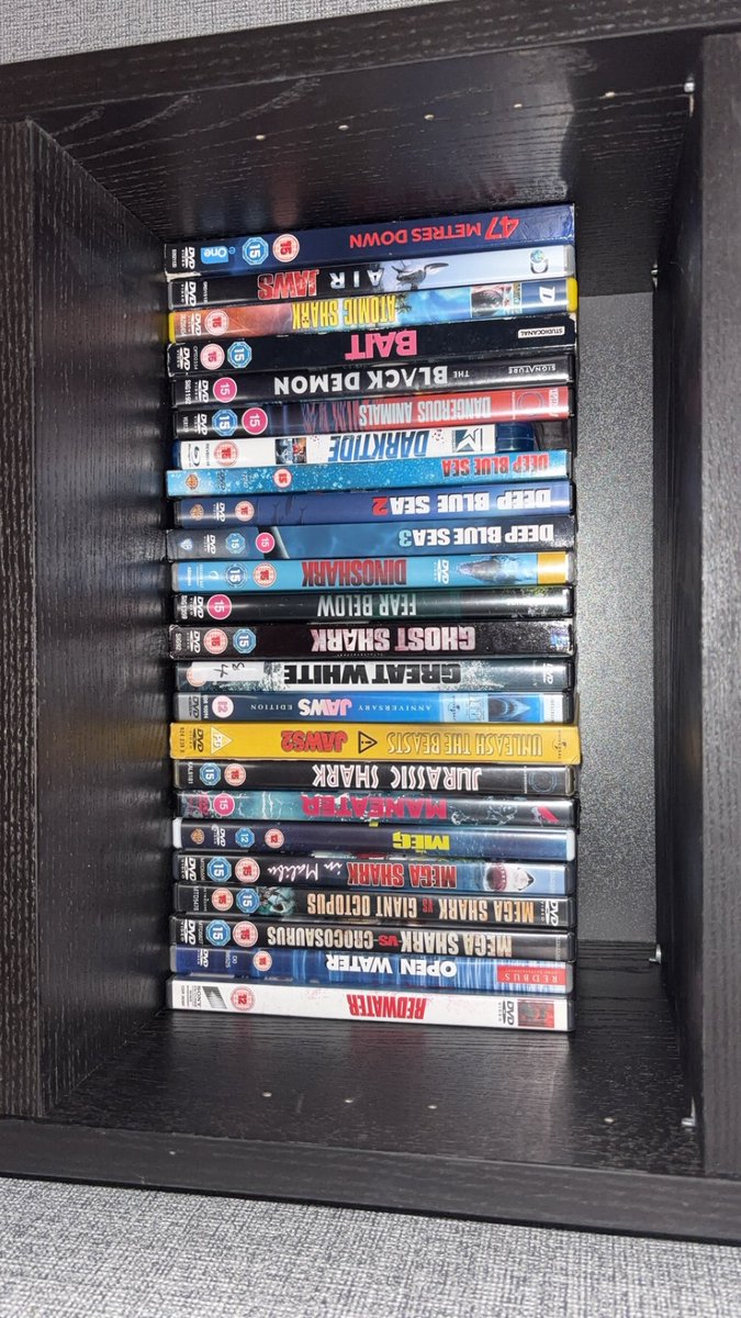 Lflettgrieve's tweet photo. Finally sorted all my vinyl and DVDs, think I still got room for some more shark movies 🤘🏼 https://t.co/yDqAlXq9uu