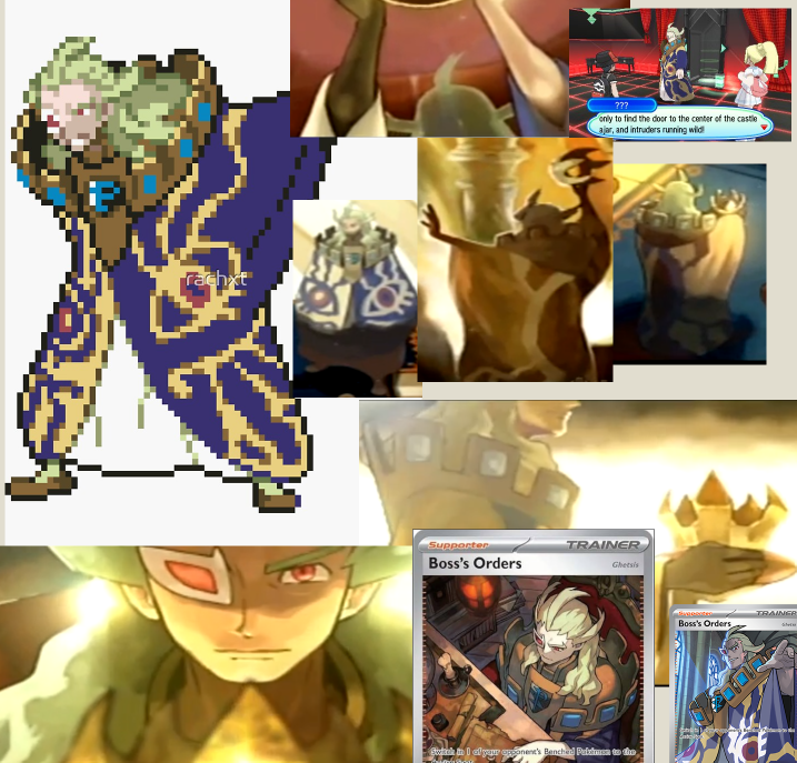 NeverFriends3_'s tweet photo. What do you think Ghetsis crown like thingy of his robe is made of? It is quite big and the decorations make me believe it must be something rigid like metal, yet in some artworks it seems to bend. 
#pokemon #ghetsis https://t.co/tKdiNdZMxQ