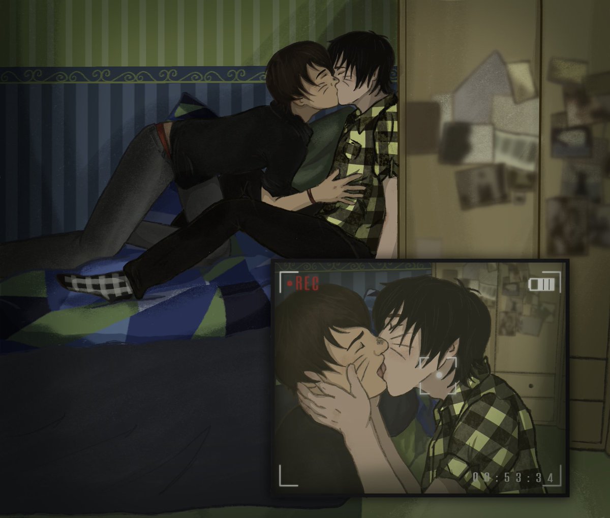tripintothevoid's tweet photo. just here to remind everyone that dan and phil kissed during pinof 1! (fr sorry this took forever) #phan #pinof https://t.co/JjQP2QhsPB