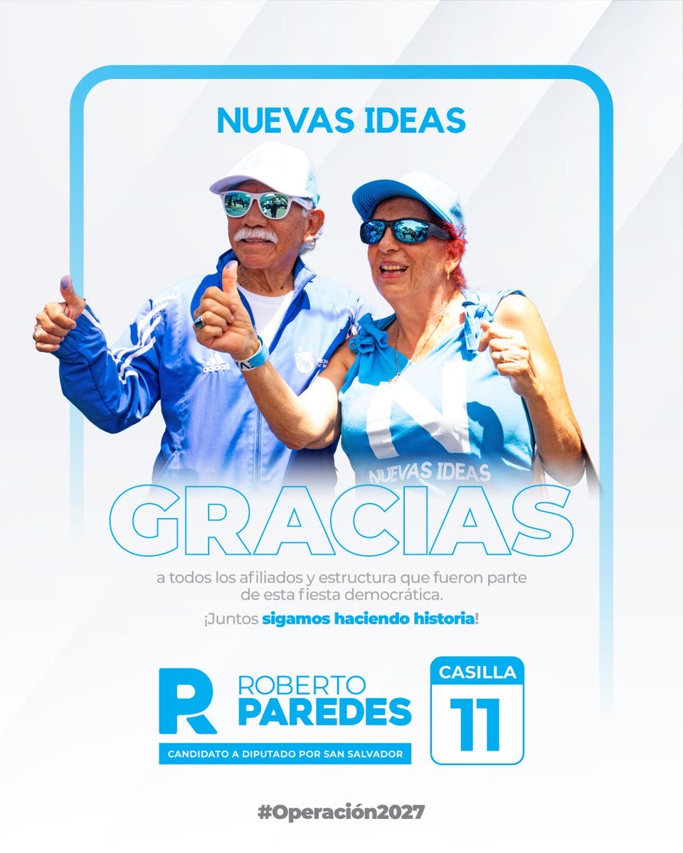 rparedessv's tweet photo. Gracias por el apoyo, la confianza y el compromiso demostrado en esta jornada democrática. 🇸🇻🧢

Este es solo el comienzo de un trabajo que seguiremos construyendo juntos.

#Operación2027 #NuevasIdeas https://t.co/lvfFP3TXxG