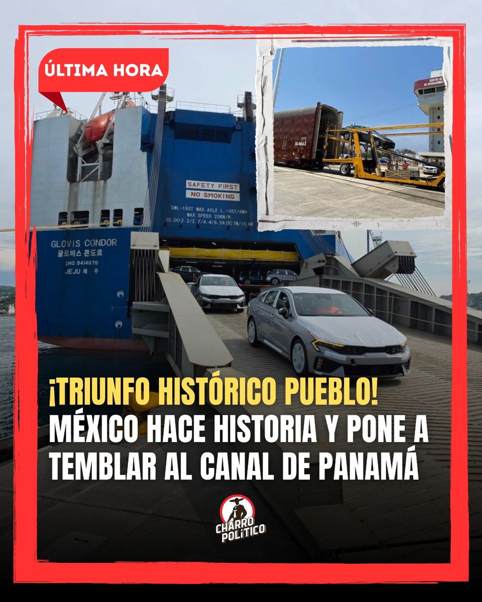 CharroPolitico's tweet photo. ¡TRIUNFO HISTÓRICO PUEBLO! MÉXICO HACE HISTORIA Y PONE A TEMBLAR AL CANAL DE PANAMÁ🚨
El gigante del Istmo despertó. El buque Glovis Cóndor llegó a Salina Cruz con 3,000 vehículos directos desde Corea del Sur, listos para cruzar por el Corredor Interoceánico hacia Veracruz. Mientras la derecha entreguista decía que era imposible, el pueblo organizado demuestra que el sur ya no es patio trasero, ¡es el nuevo corazón del comercio mundial! La soberanía no se vende, se defiende con obras para la gente. ¡El desarrollo ya no es solo para unos cuantos!
✊ ¡No te quedes callado ante el boicot de los medios de siempre! ¿Apoyas este logro del pueblo? ¡Comenta "SÍ" y comparte esta victoria popular ahora mismo!
#OrgulloMexicano #CorredorInteroceánico #Oaxaca #JusticiaSocial