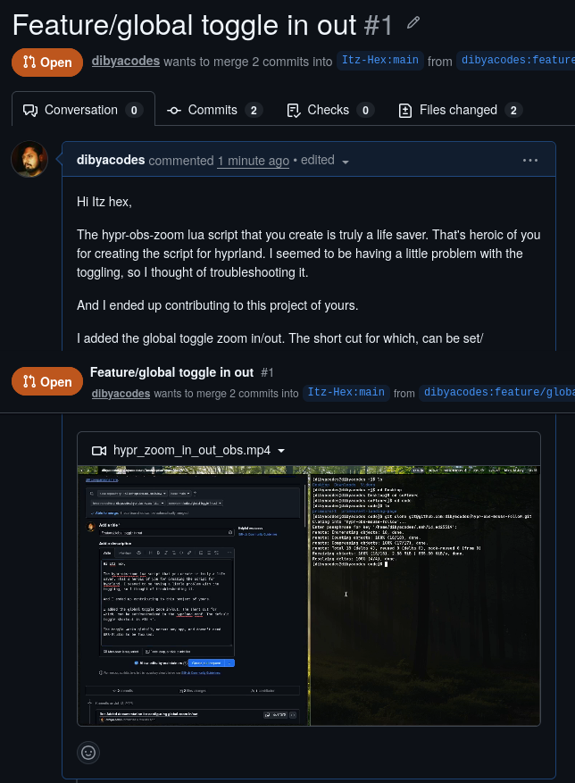 dibyacodes's tweet photo. Was fuggin around and found out

I was looking for the obs-mouse-zoom plugin for screen recording but apparently I use Hyprland.

Later I came across this script that works in hyprland but doesn't have the important features like toggle and stuff

Check below for the link https://t.co/zyoRjPCNUR