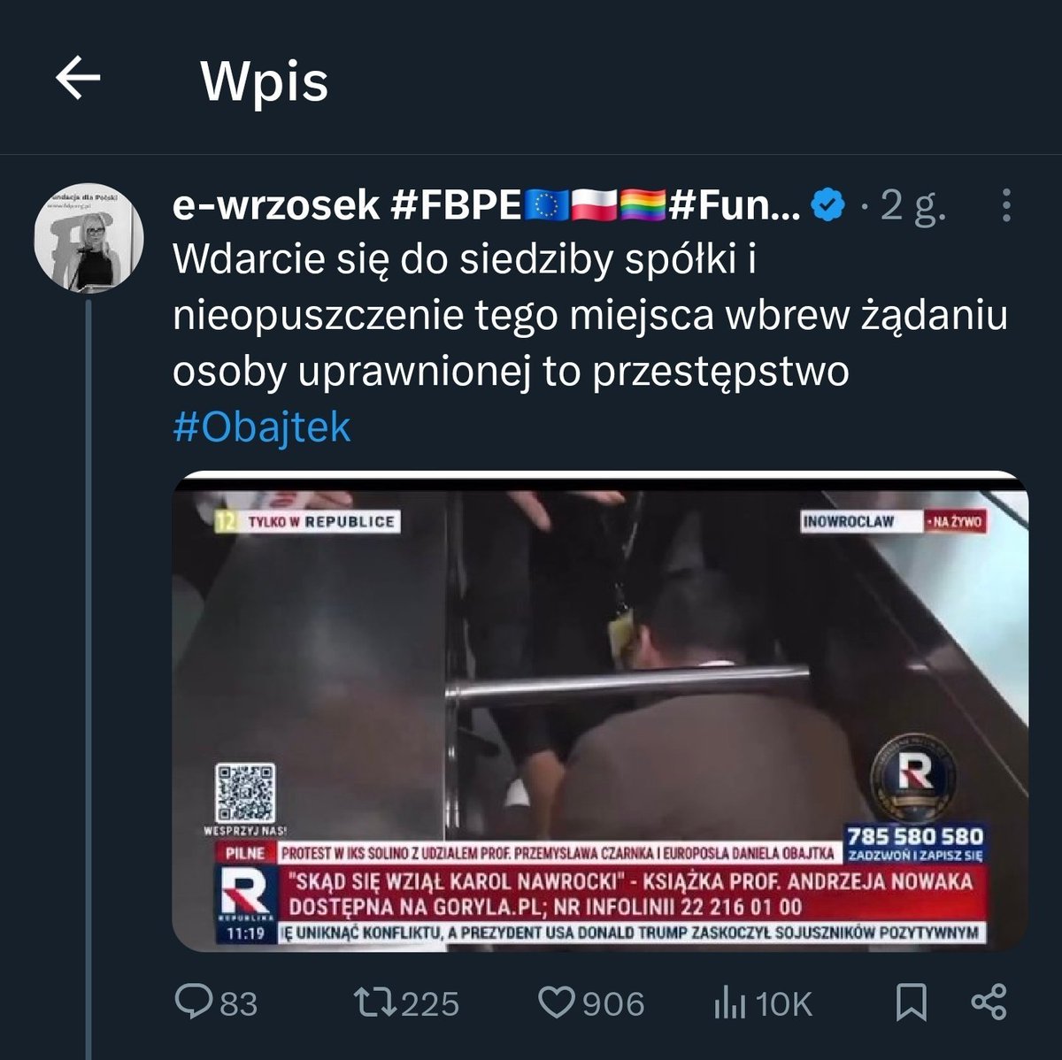 procesor_x's tweet photo. no chyba, że tą spółką jest akurat @TVP i wjeżdzasz tam z własnymi karkami i pałą https://t.co/do8c7BmIok
