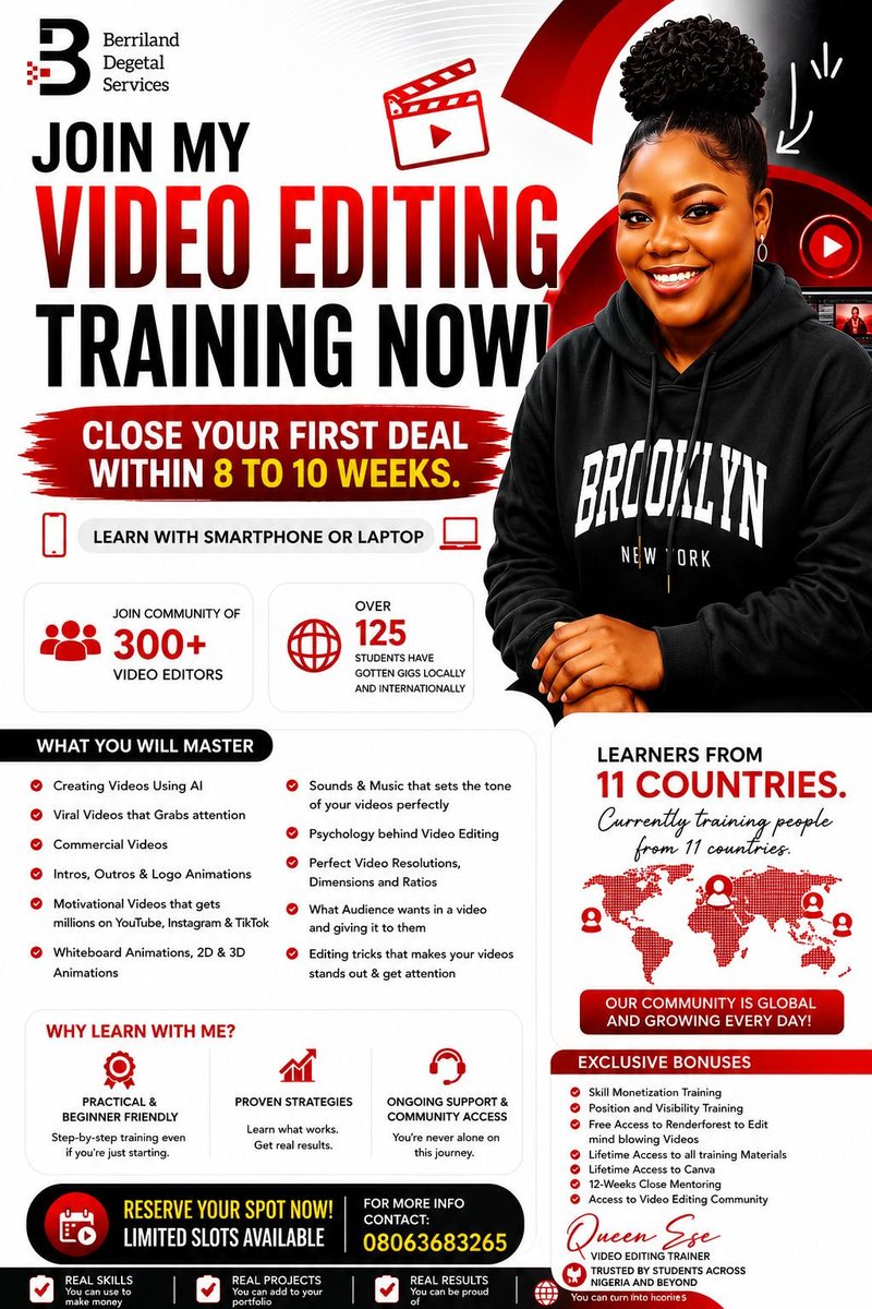 jon_d_doe's tweet photo. If two trainings cost almost the same...
Why choose the one that teaches you less?
Don't spend your money learning only AI video creation.
Because AI is only one tool.
A professional video editor knows how to use AI...
But also knows how to create videos that businesses, brands and content creators are willing to pay for.
That's exactly what makes this training different.
You're not just learning AI.
You're learning the complete profession of video editing.
And as a bonus...
I'll show you how to customize your AI assistant—whether it's ChatGPT, Gemini, Claude or Grok—to become your personal creative assistant.
Not just for video editing...
But for virtually any business or niche you work in.
Imagine opening your AI chatbot and having it help you:
✅ Write high-converting sales copies
✅ Generate persuasive advertisements
✅ Write engaging video scripts
✅ Create flyer concepts
✅ Build powerful AI prompts
✅ Brainstorm better ideas
✅ Improve your thinking instead of giving generic responses
✅ Automate up to 90% of the planning and creative groundwork before you even begin creating videos.
You're not just learning how to use AI.
You're learning how to make AI work for you.
And that's only one part of the training.
You'll also master:
🔥 Video Editing Foundations
🔥 Advanced AI Video Creation
🔥 Viral Video Editing
🔥 Motion Graphics
🔥 3D Animation
🔥 Product Advertisement Videos
🔥 Company Videos
🔥 Storytelling
🔥 Script Writing
🔥 Portfolio Building
🔥 Client Attraction
🔥 Monetization
Because businesses don't just need people who know AI.
They need professionals who can create videos that capture attention, tell stories, promote products and deliver results.
That's why this training isn't built around a trend.
It's built around a skill.
A skill that remains valuable no matter what AI tool becomes popular tomorrow.
The best part?
You can start with just your smartphone or laptop.
You'll receive 8 weeks of personal mentorship, where I'll personally review your work, correct your mistakes, and guide you until you're confident enough to work with real clients.
You'll also become part of a thriving community of 350+ video editors learning, collaborating, networking and growing together.
More than 150 students have already secured gigs.
Some earn in Naira.
Some earn in foreign currency.
Some companies now send their staff to us because they understand the value of this skill.
This isn't just another online course.
It's a complete system designed to help you become valuable in today's digital economy.
LEARN. PRACTISE. CREATE. GET PAID.
👇🏽 Click the link below and secure your slot.
👇🏽👇🏽👇🏽👇🏽👇🏽👇🏽👇🏽👇🏽👇🏽
https://t.co/w7IOAaOdLe

Or WhatsApp - 08063683265

Don't just learn AI.
Become the professional everyone using AI wishes they were. https://t.co/w7IOAaOdLe
