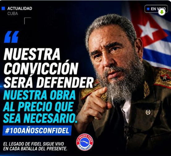 WBraison's tweet photo. Año del Centenario de Nuestro Invicto Comandante Fidel Castro Ruz #100AñosConFidel #LaPatriaSeDefiende #CubaViveEnSuHistoria https://t.co/uLcy8l9SKD