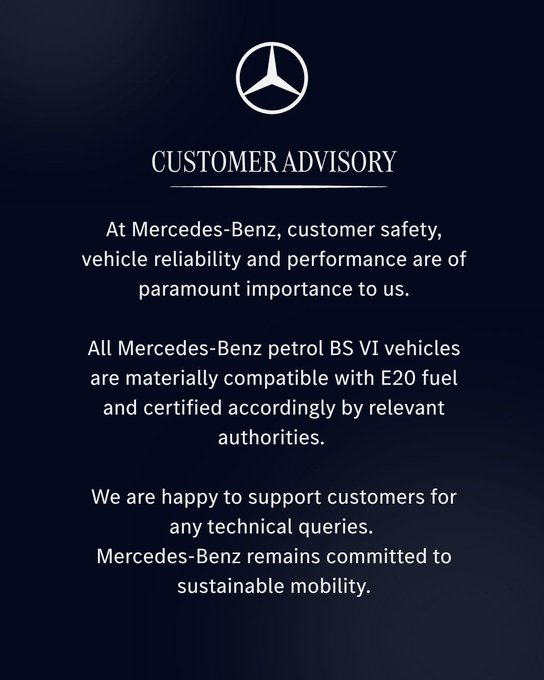 ibinsightspulse's tweet photo. 🚨 BIG NEWS
YouTuber Sourav Joshi claimed E20 fuel reduced his Mercedes' mileage from 17 km/l to 5 km/l.
Mercedes says its vehicles have been fully compatible with E20 since 2020. Following criticism, the ethanol reference was removed from the video.
#iBluu #Mercedes #YouTuber https://t.co/VZzYwMDQ6R