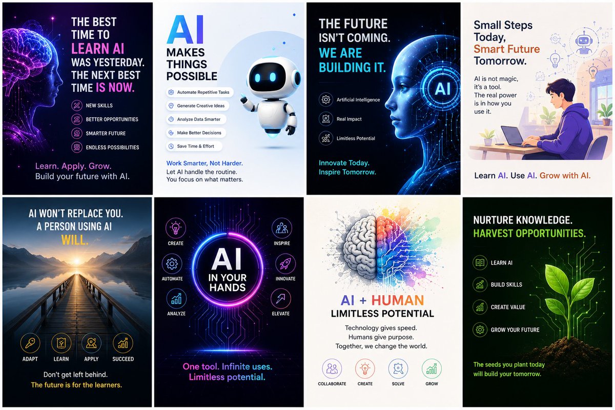 Eva_ai_24's tweet photo. >AI is no longer the future—it's the present. Start exploring, keep experimenting, and never stop learning. ⚡ #AI #OpenAI #Technology #DigitalTransformation https://t.co/eTTLbloVPJ