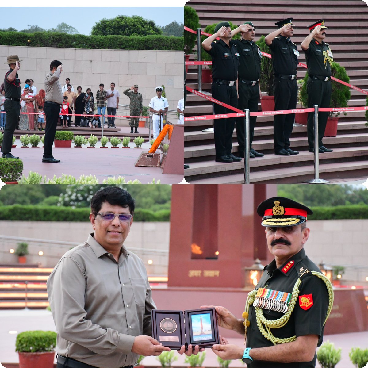 salute2soldier's tweet photo. Remembering the extraordinary valour of 2nd Lt Radha Mohan Naresh, #9JAT, who led from the front in the Battle of Chhamb, amidst intense enemy fire, and laid down his life for the Nation. Today, his brother, Shri Praveen Naresh, paid homage at the #NationalWarMemorial . https://t.co/IrmoDz77cA
