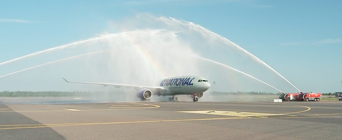 norwegianesc's tweet photo. ✈️🚣RO RO RO RO Airlines has landed in Norway! At the airport, they're welcomed with a water cannon salute and Norwegian supporters before being taken to the Royal Palace to meet our King. Afterwards, they'll head to the Palace Square to RO together with the supporters and members of the Royal Family. The final night of celebrations in Oslo is about to begin. A glorious kind of chaos that says everything about who we Norwegians are. We didn't win the World Cup, but they are the world's greatest Norwegian football team! 🇳🇴
