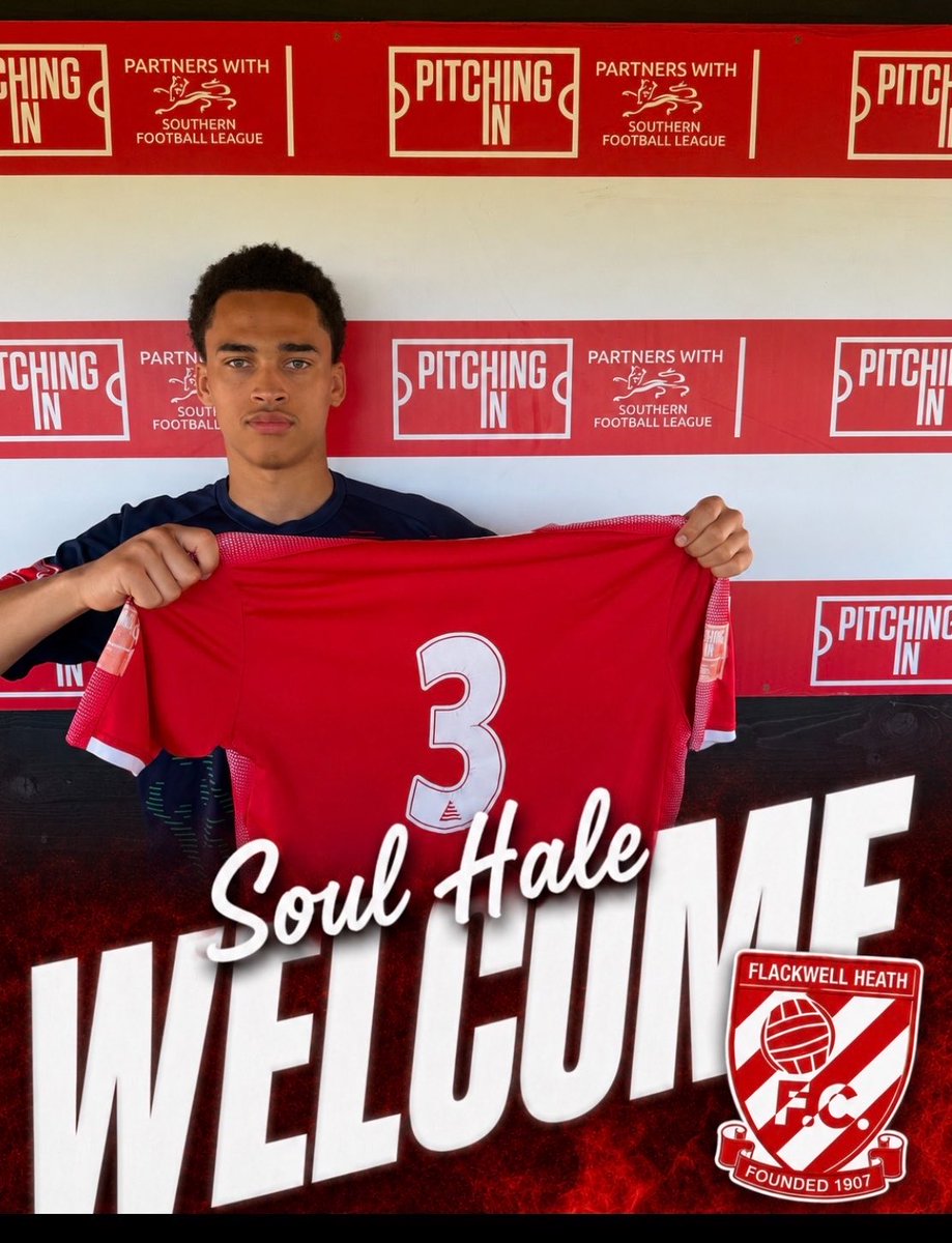 FHFC1907's tweet photo. 🚨Flackwell Heath are delighted to announce the signing of Soul Hale, a talented 20 year old left back who arrives at Wilks Park ahead of the 26/27 season.

Soul joins the Heathens after an impressive campaign with Burnham where he played a key role in helping the club reach the Combined Counties Premier Division play-off semi finals.

Before stepping into senior football Soul spent six years developing in Fulham’s academy where he built the strong technical foundation and high standards that are evident in his game today.

An energetic and tenacious full-back Soul is an all action player blessed with electric pace. Technically excellent and incredibly sharp, he loves to get up and down the left flank combining defensive determination with the ability to support attacks. His quick reactions, intensity, and willingness to compete make him an exciting addition to the squad.

Everyone at Flackwell Heath FC is delighted to welcome Soul to Wilks Park and we look forward to seeing him in progress at our club.

Welcome to the Heathens, Soul! 🔴⚪️

#Heathens
