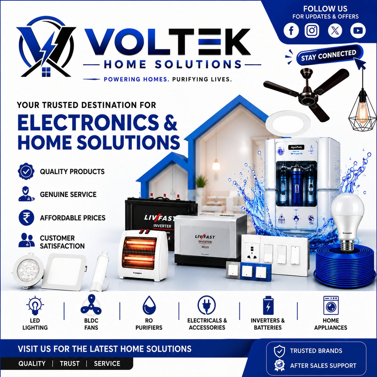 Voltekhome's tweet photo. Every home deserves reliable power and pure water. ⚡🏡💧 #VoltekHomeSolutions #PoweringHomes #PurifyingLives #Electricals #HomeAppliances #ROPurifier #SmartHome #IndiaBusiness https://t.co/guxccc0Xfo