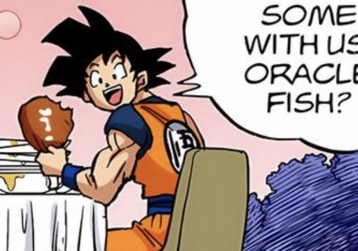 EARTHLY_MIGHT's tweet photo. “ oh yeah definitely! But bulma would’ve probably gotten on me about hogging all the food to myself! ”

Goku takes a huge chunk of steak and bites deep into it, using some ki to heat up the steak.

“  After this we should take care of ourselves and totally fight! ” https://t.co/HkkmSpVYa3