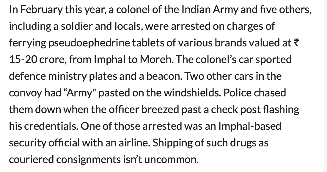 kanglaasaa's tweet photo. @Dig_raw21 Dude, hold ur Kuki-orgasm. Dont cum before knowing the actual root cause.
The actual root of the problem is that some men in uniform, including urself, are incompetent. Hence the lack of trust.
See this news dated 03 Jul 2014. Why ferry drugs instead of guarding civilians? https://t.co/MC2U0LLzKD