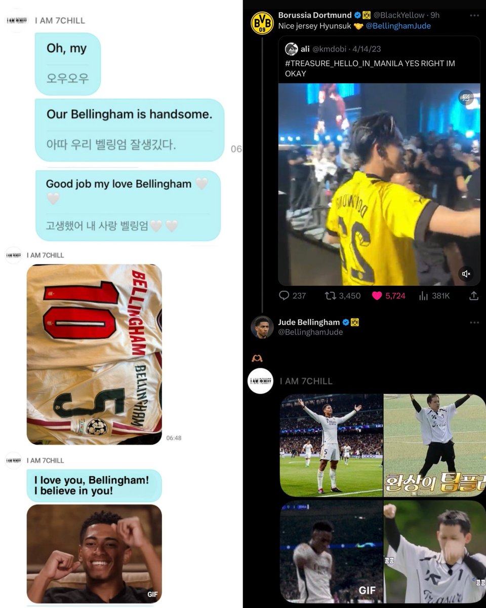 treasureofcpy's tweet photo. #CHOIHYUNSUK actualizó su fondo de perfil en Weverse por una imagen de Jude Bellingham, el futbolista británico que juega como centrocampista en el Real Madrid.

No es una sorpresa, ya que Hyunsuk ha demostrado ser un gran fan de @BellinghamJude desde hace años. 🤍 https://t.co/e7Dr77w8Qm