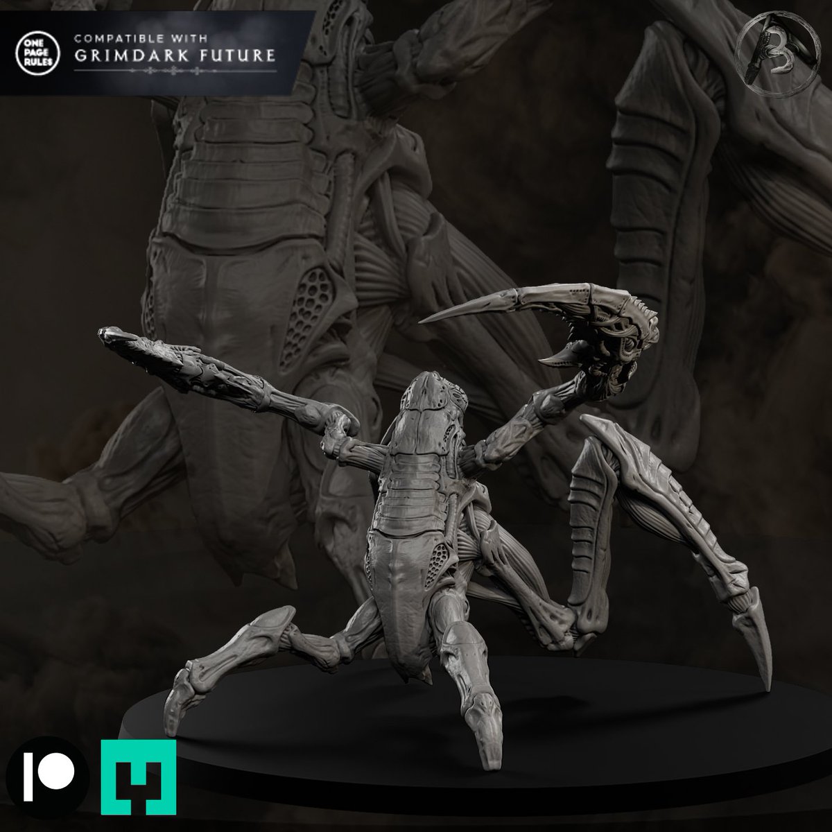 bLUARt8's tweet photo. Triarii-Guard

July release introduces a new biomechanical brood, designed to bring dark sci-fi horror to your tabletop.

Compatible with Grimdark Future.

Available on Patreon &amp; MyMiniFactory.

#3DPrinting #STLMiniatures #TabletopGaming #Wargaming #Grimdark #MiniaturePainting https://t.co/nIiyF2OzV5