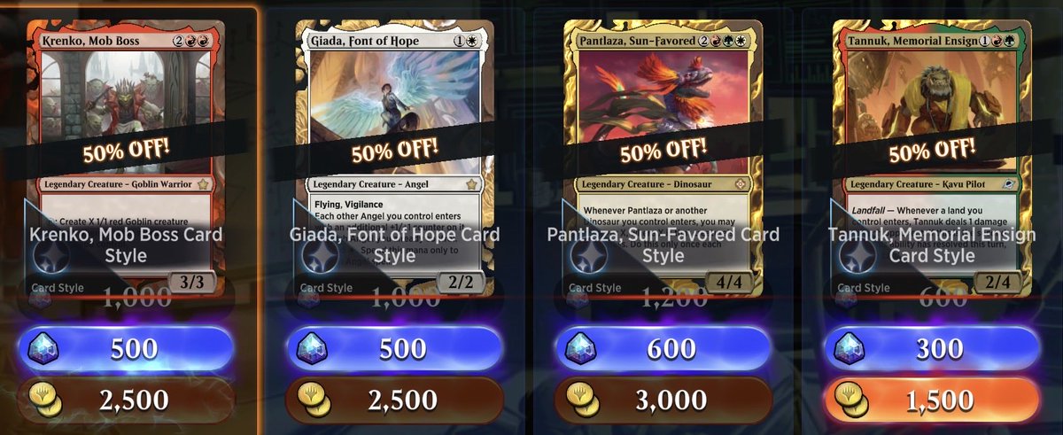ArenaDailyDeals's tweet photo. Here are the #MTGArena Daily Deals for today! #MTG #MTGA #ARENASTYLES @MTG_Arena https://t.co/UieEOuXlFt