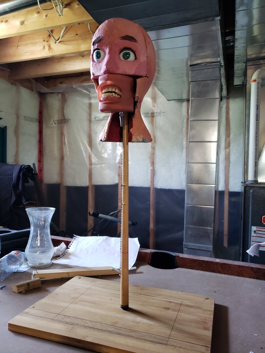 Nugg1NNuggets's tweet photo. Ignatius was put onto a board today. I probably should've done this a looooong time ago considering he has a giant screw on the bottom, but the idea never struck me until I had a spare cutting board! He was just leaning up awkwardly for years until now https://t.co/AstQAdUfUS
