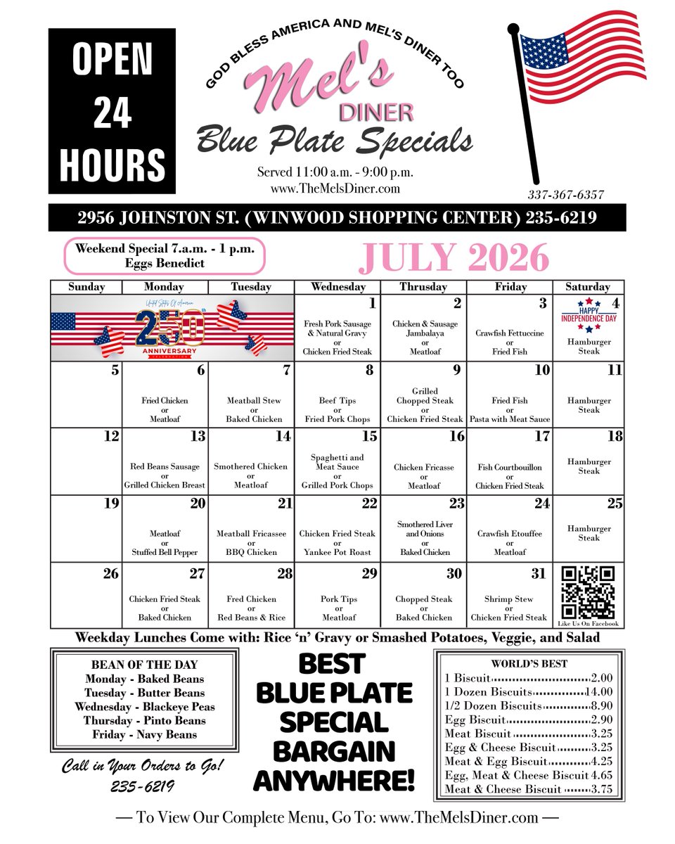 TheMelsDiner's tweet photo. Good food, great people, and a menu that'll have you planning your next visit before you leave! At Mel's Diner, every meal is made with love and served with Southern hospitality. 🍽️✨ https://t.co/0eQ2yxXLAQ