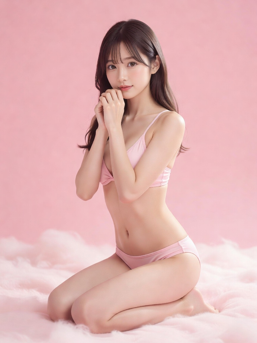 ❤️ おかやあるこ様❤️ ピンクの世界に舞い降りた天使かな？ふわふわの雲も気持ちよさそう
