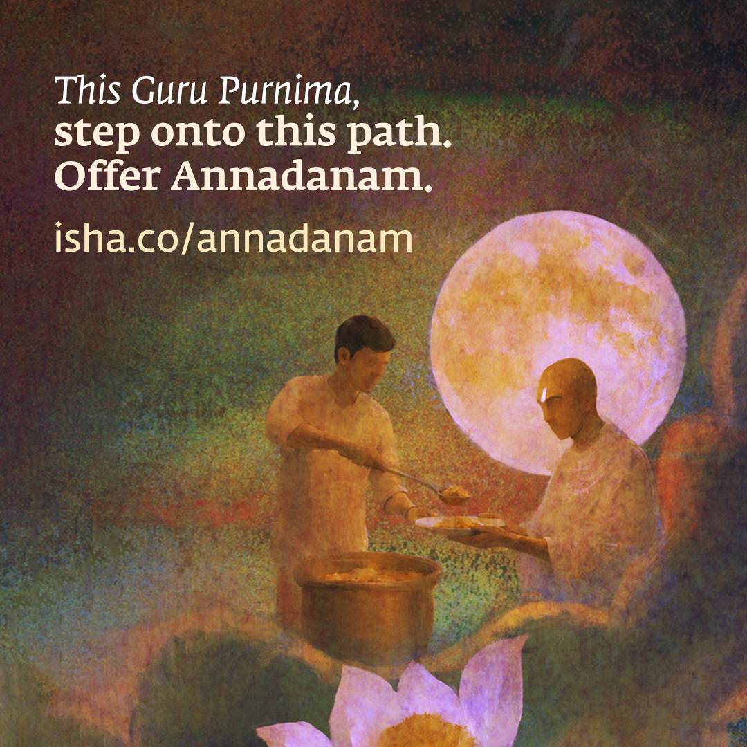 ishafoundation's tweet photo. Annadanam is not charity. In the Yogic tradition, it has long been a spiritual path in itself. Offering food is more than a simple act of giving. It is an offering of prana, of life energy. 
This Guru Purnima, step onto this path.
Offer Annadanam. 
Donate Now: https://t.co/sduqEHXwY9