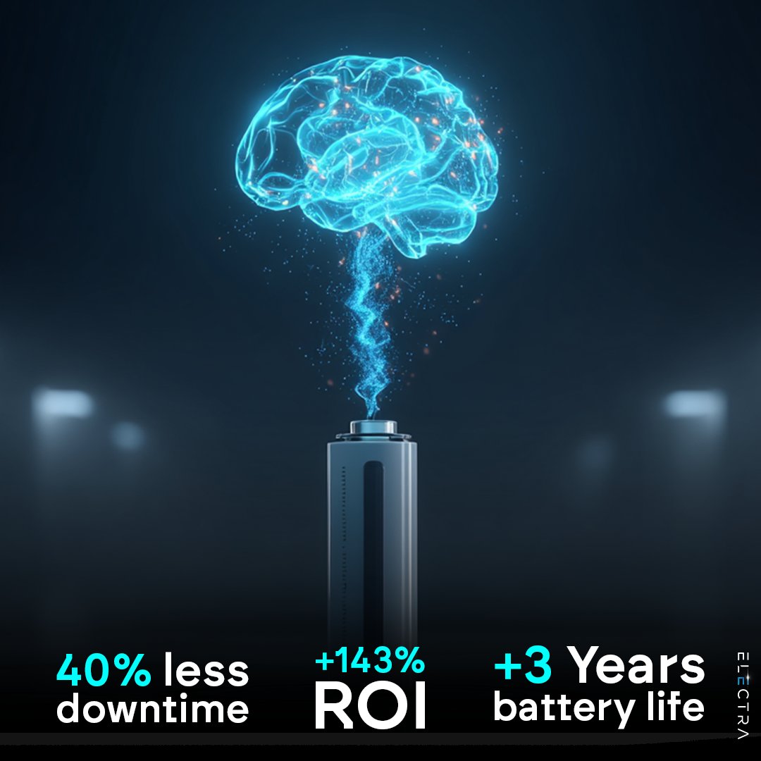 ElectraAIBrain's tweet photo. Same cell. Add a brain on top — demonstrated in real-world scenarios:

→ 40% less downtime → +143% ROI → +3 years battery life

The AI Brain for Batteries™ platform. 🧠🔋

#ElectraAI #IRHO #BatteryIntelligence https://t.co/yPjaQlu6zx