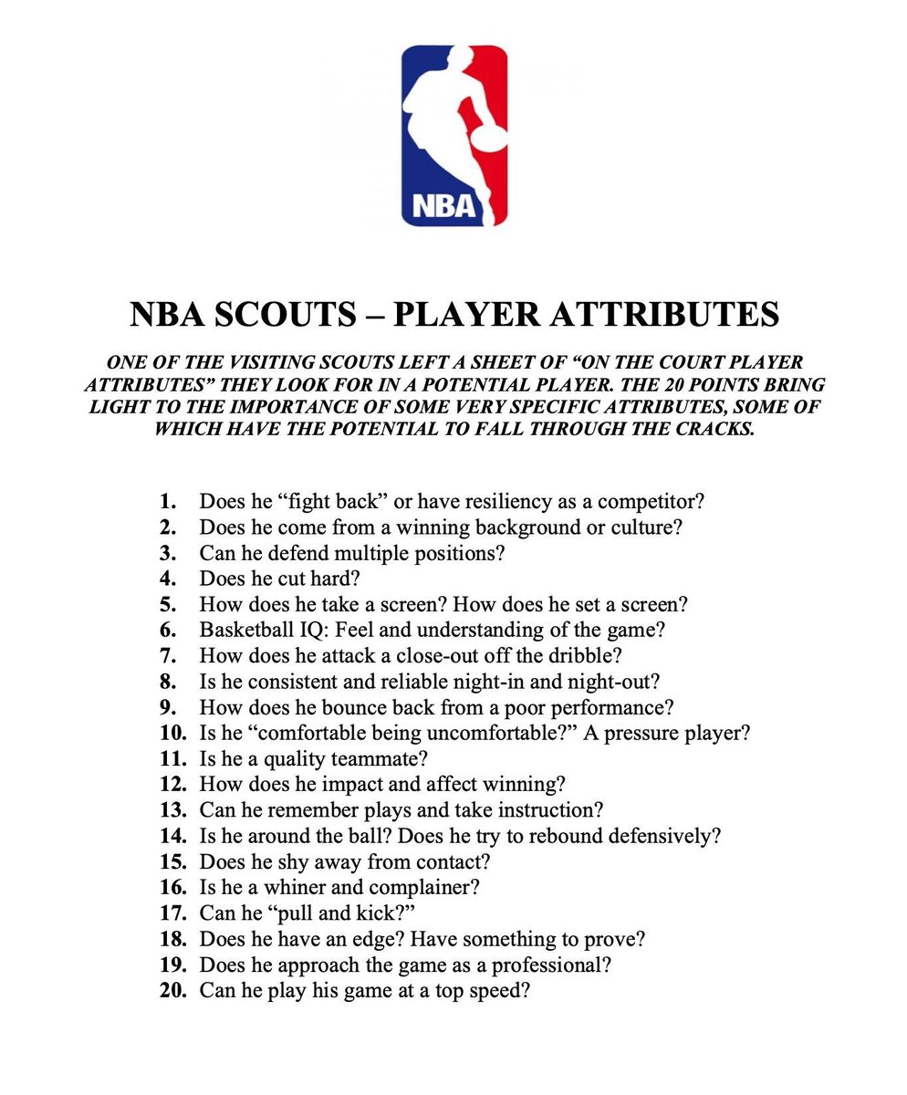 CoachLync's tweet photo. A college coach noticed an NBA scout had left a sheet behind after practice.

Curious, he picked it up. ↓ https://t.co/EintB04KEu