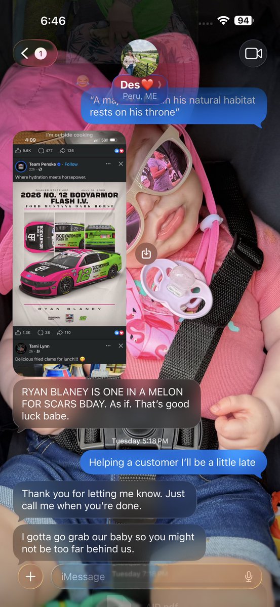 ZBERRYMMK's tweet photo. @Blaney my wife predicted this win on Tuesday. My daughter had her 1 year bday aka TWELVE this weekend, theme was watermelon (pink and green) we said you’d win for her! I’m not say you were destined to win but my wife’s name is Destiny so I mean. https://t.co/a5oRTqgvT8