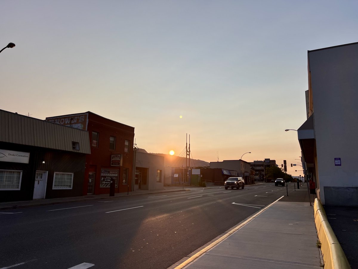 DHerbertCBC's tweet photo. Good morning from downtown #Kamloops, we see hot and dry conditions this week with sun and a high of 31 today, 35 is the high tomorrow. Have a good one! https://t.co/0bKr80l83I