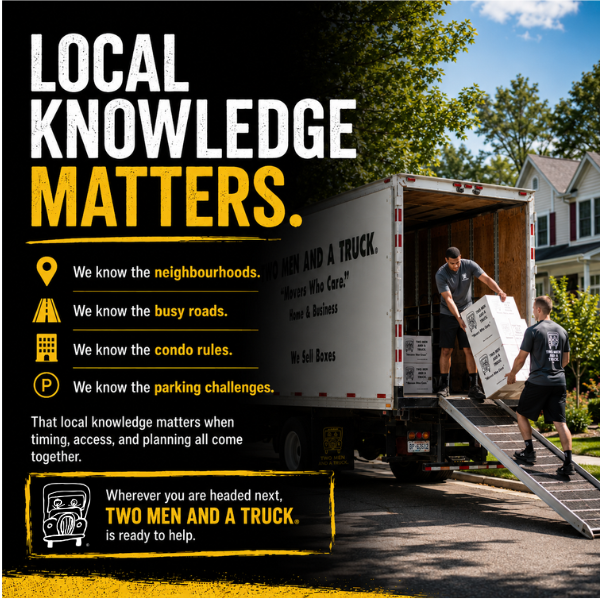 TMTNewmarket's tweet photo. Hiring local movers is about more than having a truck show up on moving day.

Local crews know the neighbourhoods, busy roads, condo rules, elevator bookings, parking challenges, apartment buildings, townhome complexes, older homes, and the little details that can make a move... https://t.co/HtSKaXwFsh